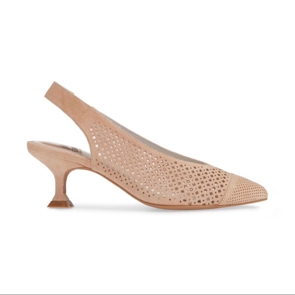 Jeffrey Campbell Bianca cream slingback suede pumps